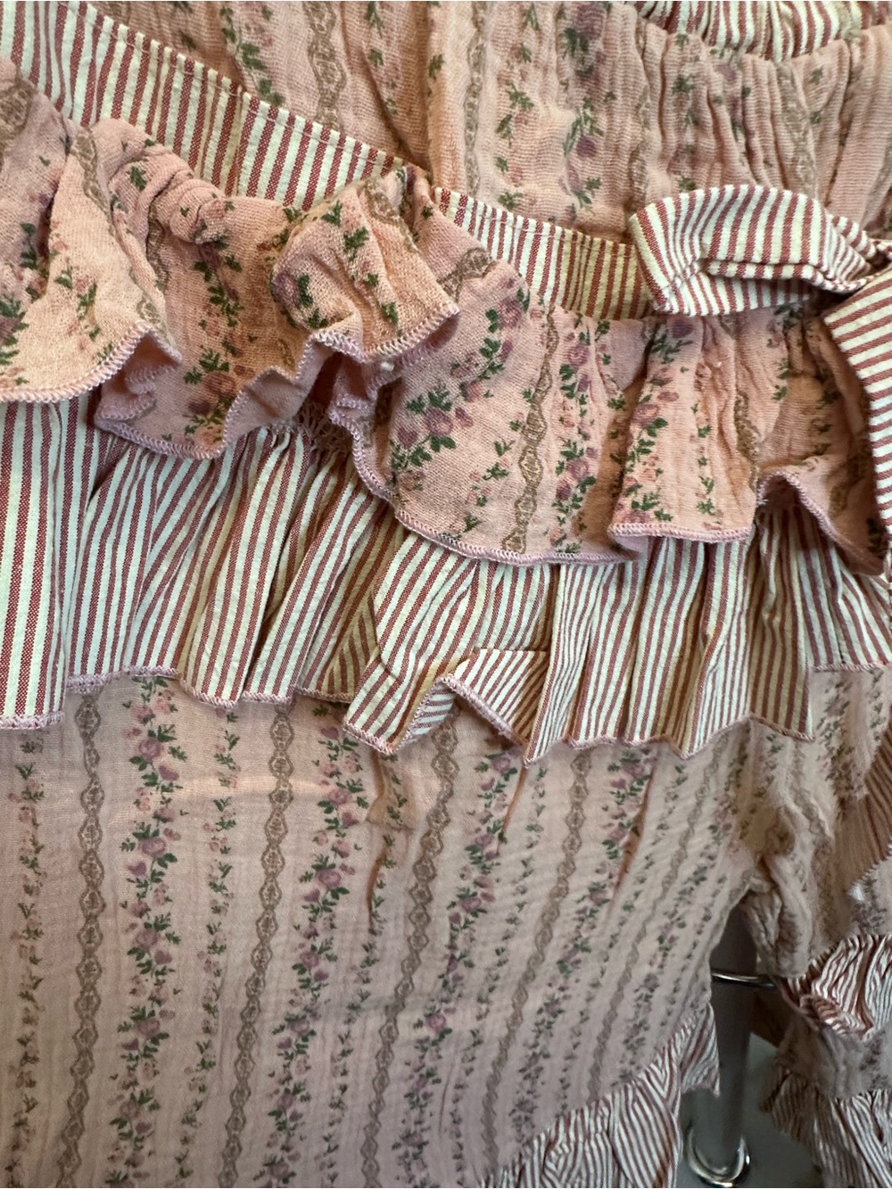 Boho Ruffle Wide-Leg Pants in Dusty Peach - Picture 4 of 8